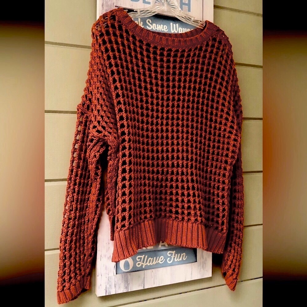 Express Rustic Chunky Open Knit Pull Over Sweater… - image 1